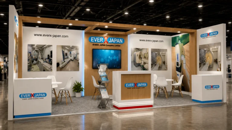Innovative EverX Japan exhibition booth with branded displays by exhibition stand builder