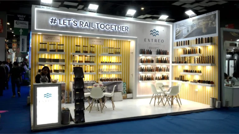Professional Extreo exhibition booth with elegant lighting by experienced exhibition stand builders