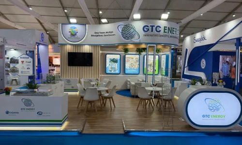 GTC Energy exhibition stand featuring modern architecture by expert exhibition stand builder