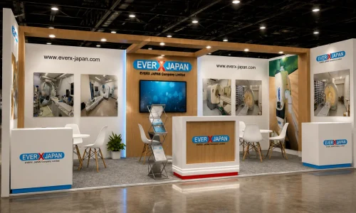 Innovative EverX Japan exhibition booth with branded displays by exhibition stand builder