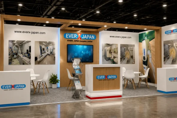 Innovative EverX Japan exhibition booth with branded displays by exhibition stand builder