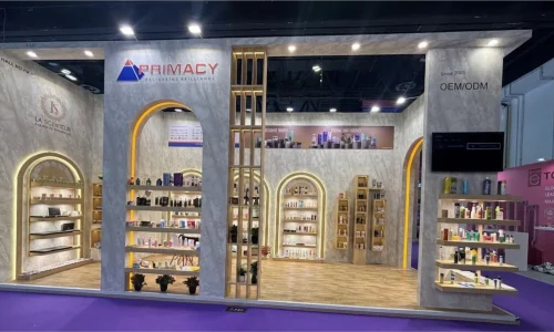 Illuminated Primacy exhibition stand by experienced exhibition stand builders